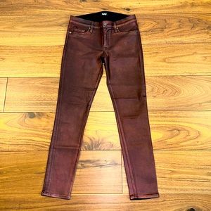 Hudson Krista Ankle Super Skinny Metallic Burgundy Jeans